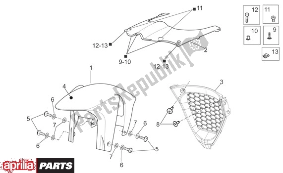 All parts for the Fender of the Aprilia RSV4 Factory SBK Racing 49 1000 2009 - 2010