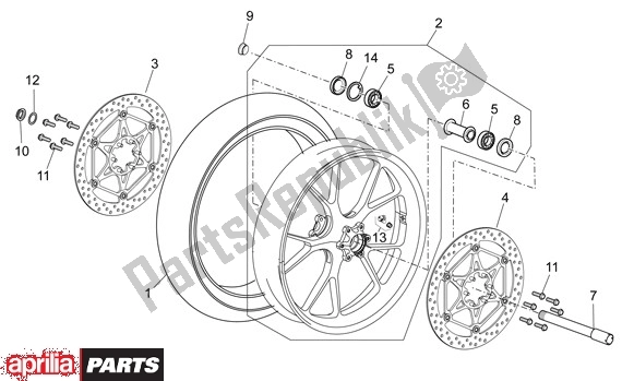 All parts for the Front Wheel of the Aprilia RSV4 Factory SBK Racing 49 1000 2009 - 2010
