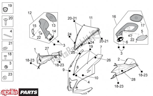 Tutte le parti per il Frontafschermingen del Aprilia RSV4 Factory Aprc 70 1000 2011