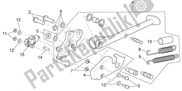Alle onderdelen voor de Laterale Standaard van de Aprilia RSV4 Factory Aprc 70 1000 2011
