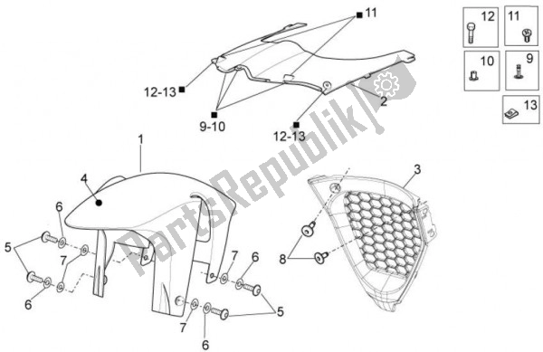 Alle onderdelen voor de Spatbord van de Aprilia RSV4 Factory Aprc 70 1000 2011