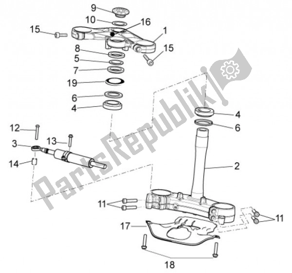 Todas as partes de Steering do Aprilia RSV4 Factory Aprc 70 1000 2011
