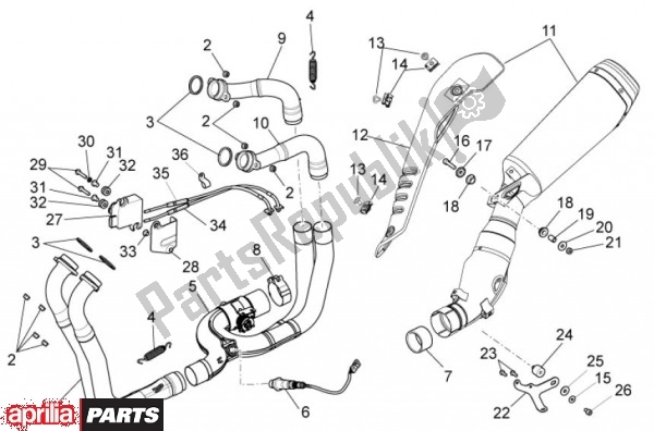 Todas as partes de Escape do Aprilia RSV4 Factory Aprc 70 1000 2011