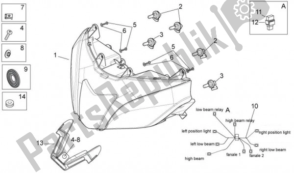 All parts for the Voorlicht of the Aprilia RSV4 Factory Aprc 70 1000 2011