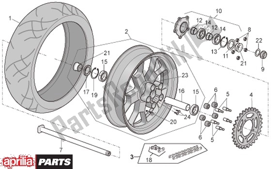 Alle onderdelen voor de Achterwiel van de Aprilia RSV4 R 56 1000 2010