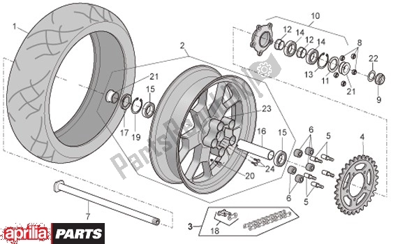 Alle onderdelen voor de Achterwiel van de Aprilia RSV4 R 56 1000 2010