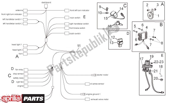 All parts for the Elektrische Installatie of the Aprilia RSV4 R 56 1000 2010