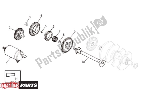 All parts for the Starter Motor of the Aprilia RSV4 R 56 1000 2010