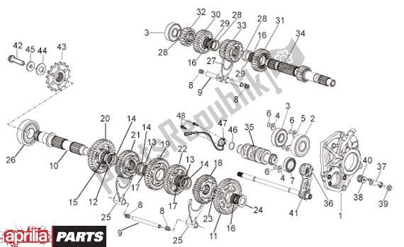 Alle onderdelen voor de Versnellingsbak van de Aprilia RSV4 R 56 1000 2010