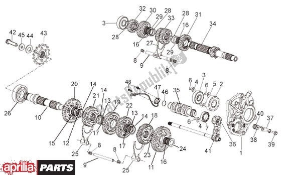 Alle onderdelen voor de Versnellingsbak van de Aprilia RSV4 R 56 1000 2010