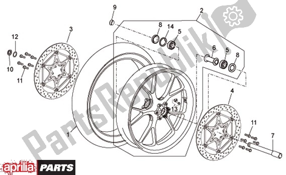 Alle onderdelen voor de Voorwiel van de Aprilia RSV4 R 56 1000 2010