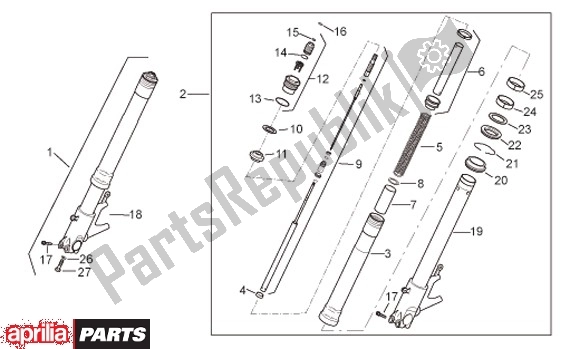 All parts for the Voorwielvork of the Aprilia RSV4 R 56 1000 2010