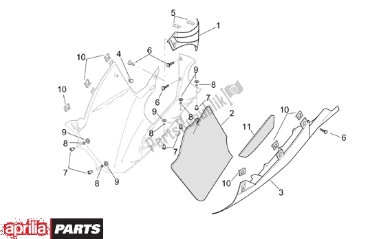 All parts for the Central Body Lh Fairings of the Aprilia RSV Mille 10 1000 2000