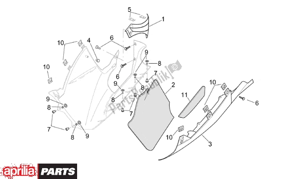 Todas as partes de Central Body Lh Fairings do Aprilia RSV Mille 10 1000 2000