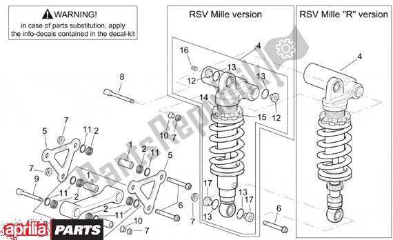 Wszystkie części do Connecting Rod Rear Shock Abs Aprilia RSV Mille 10 1000 2000