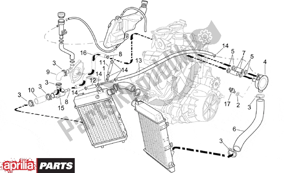 Alle onderdelen voor de Cooling System van de Aprilia RSV Mille 10 1000 2000