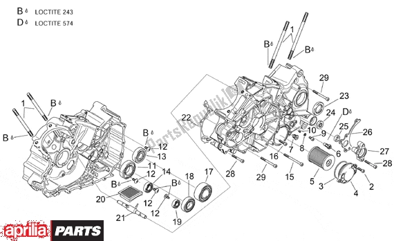 Tutte le parti per il Crankcases Ii del Aprilia RSV Mille 10 1000 2000