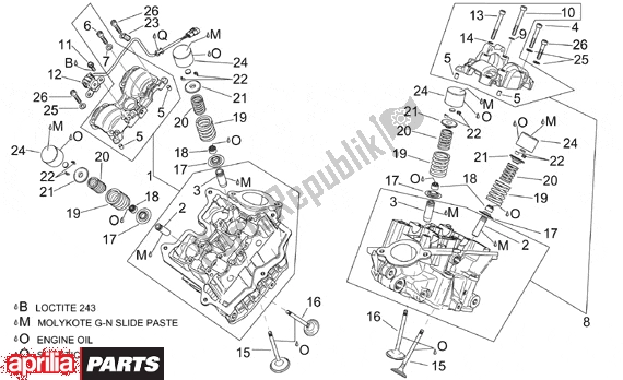 All parts for the Cylinder Head And Valves of the Aprilia RSV Mille 10 1000 2000