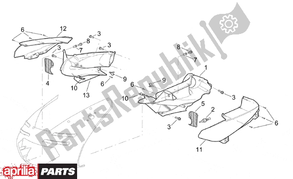 Tutte le parti per il Front Body Duct del Aprilia RSV Mille 10 1000 2000