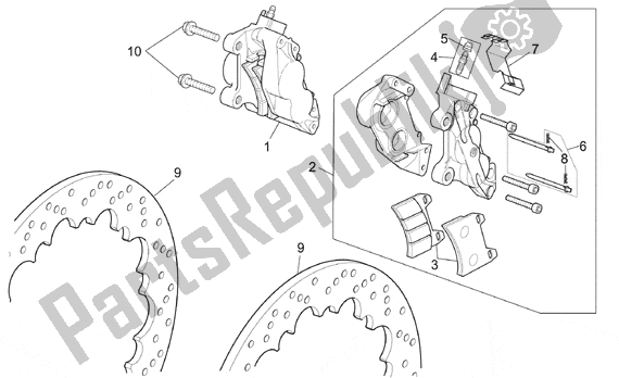 Tutte le parti per il Front Brake Caliper del Aprilia RSV Mille 10 1000 2000