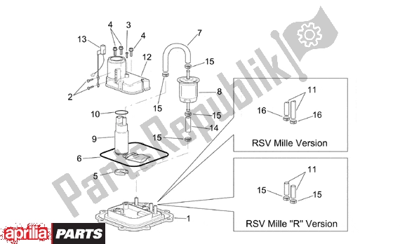 Alle onderdelen voor de Fuel Pump I van de Aprilia RSV Mille 10 1000 2000