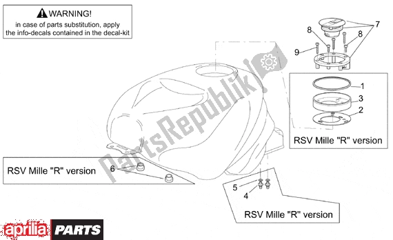 Toutes les pièces pour le Fuel Tank Ii du Aprilia RSV Mille 10 1000 2000