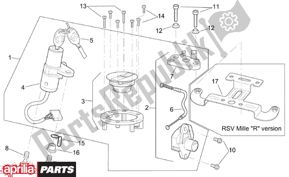 Todas as partes de Lock Hardware Kit do Aprilia RSV Mille 10 1000 2000