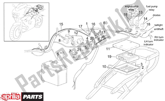 Alle onderdelen voor de Rear Electrical System van de Aprilia RSV Mille 10 1000 2000