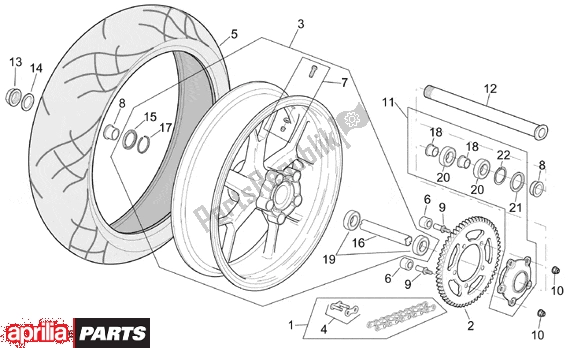 Alle onderdelen voor de Rear Wheel Rsv Mille R Version van de Aprilia RSV Mille 10 1000 2000