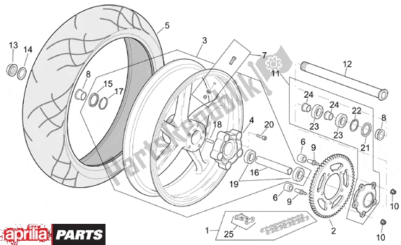 Toutes les pièces pour le Rear Wheel Rsv Mille Version du Aprilia RSV Mille 10 1000 2000