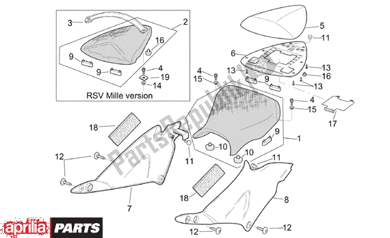 All parts for the Saddle of the Aprilia RSV Mille 10 1000 2000