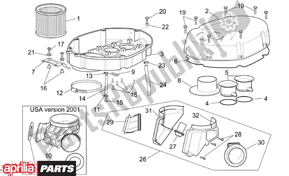 All parts for the Air Box of the Aprilia RSV Mille 390 1000 2001 - 2002