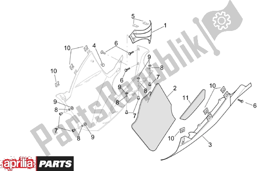 All parts for the Central Body Lh Fairings of the Aprilia RSV Mille 390 1000 2001 - 2002