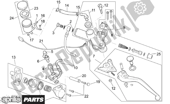 Alle onderdelen voor de Clutch Pump van de Aprilia RSV Mille 390 1000 2001 - 2002