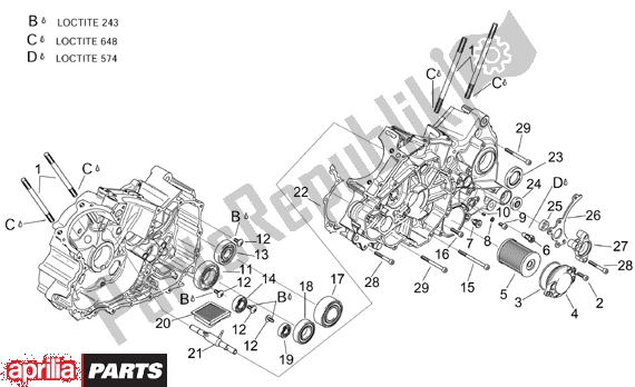 All parts for the Crankcases Ii of the Aprilia RSV Mille 390 1000 2001 - 2002