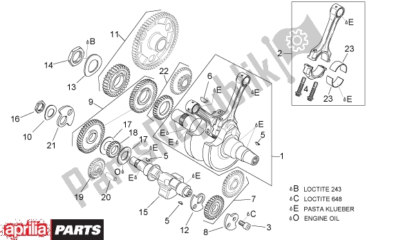 Alle onderdelen voor de Crankshaft I van de Aprilia RSV Mille 390 1000 2001 - 2002