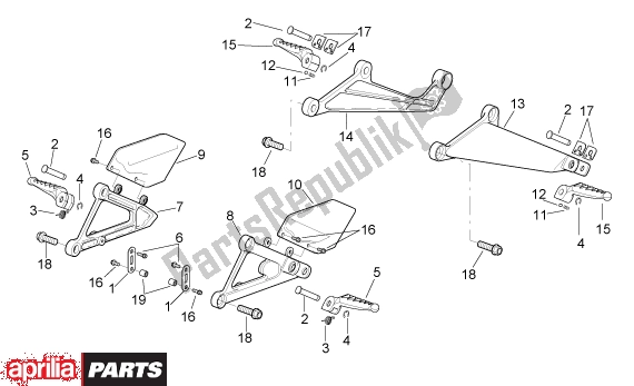 All parts for the Foot Rests of the Aprilia RSV Mille 390 1000 2001 - 2002