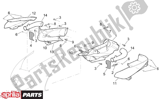 All parts for the Front Body Duct of the Aprilia RSV Mille 390 1000 2001 - 2002