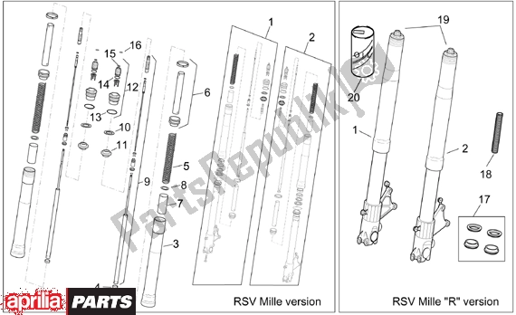 Alle Teile für das Front Fork I des Aprilia RSV Mille 390 1000 2001 - 2002