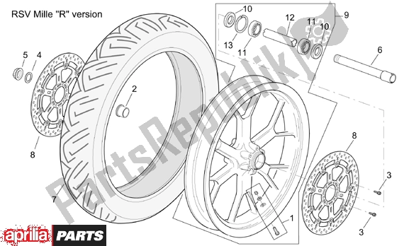 Toutes les pièces pour le Front Wheel Rsv Mille R Version du Aprilia RSV Mille 390 1000 2001 - 2002