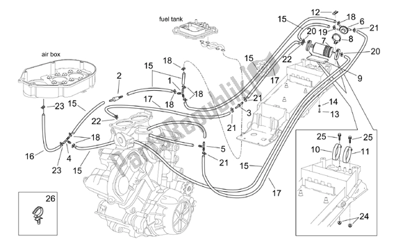 Alle Teile für das Fuel Vapour Recover System des Aprilia RSV Mille 390 1000 2001 - 2002