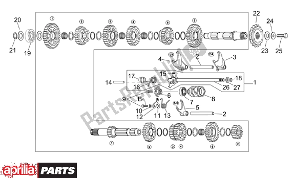 Wszystkie części do Gear Box Selector Aprilia RSV Mille 390 1000 2001 - 2002