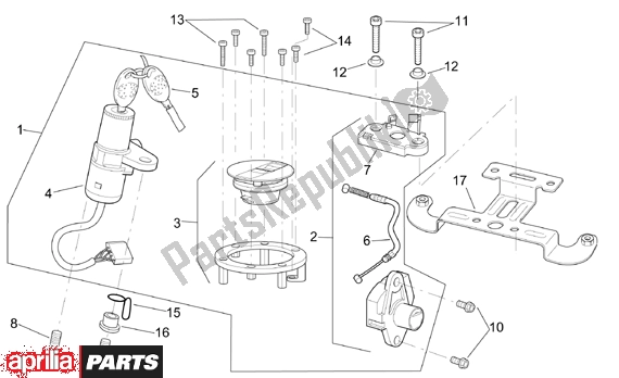 All parts for the Lock Hardware Kit of the Aprilia RSV Mille 390 1000 2001 - 2002