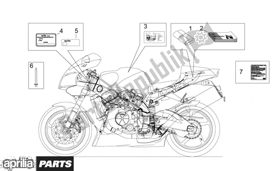All parts for the Plate Set And Handbooks of the Aprilia RSV Mille 390 1000 2001 - 2002