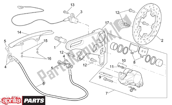 Alle onderdelen voor de Rear Brake Caliper van de Aprilia RSV Mille 390 1000 2001 - 2002