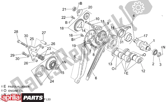 All parts for the Rear Cylinder Timing System of the Aprilia RSV Mille 390 1000 2001 - 2002