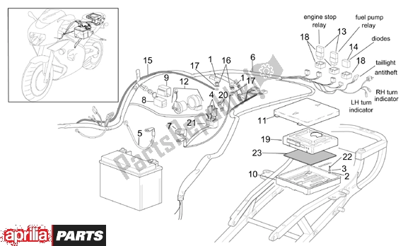 Tutte le parti per il Rear Electrical System del Aprilia RSV Mille 390 1000 2001 - 2002