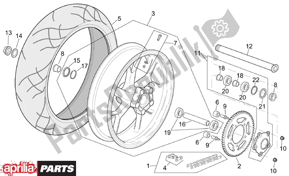 Toutes les pièces pour le Rear Wheel Rsv Mille R Version du Aprilia RSV Mille 390 1000 2001 - 2002