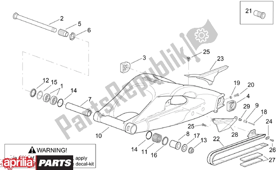 All parts for the Swing Arm of the Aprilia RSV Mille 390 1000 2001 - 2002