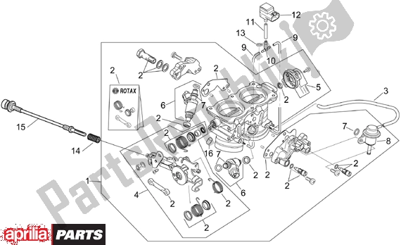 Alle onderdelen voor de Throttle Body van de Aprilia RSV Mille 390 1000 2001 - 2002
